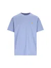 Carhartt Chase Logo-embroidered Relaxed-fit Cotton-jersey T-shirt In Charm Blue Gold