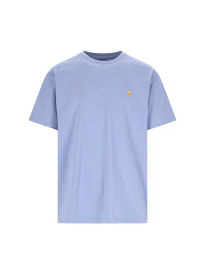 Carhartt Chase Logo-embroidered Relaxed-fit Cotton-jersey T-shirt In Blue