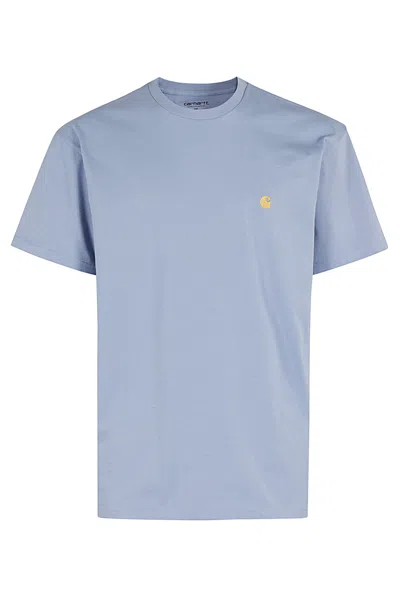 Carhartt Short Sleeve Chase T Shirt Angelite Gold In Blue