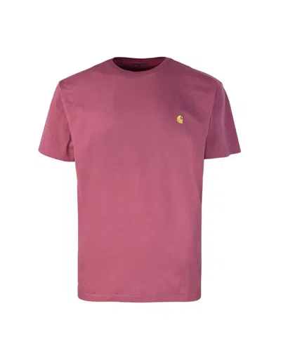 Carhartt S/s Chase T-shirt Dusty Fuchsia Gold In 2bbxx