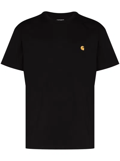 Carhartt S/s Chase T-shirt Men Black In Cotton In Black/gold