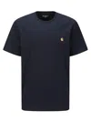 Carhartt Short Sleeve Chase T Shirt Dark Navy Gold In Mzxx Mizar Gold