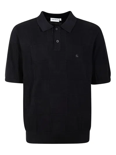 Carhartt S/s Checker Polo In Xx Black