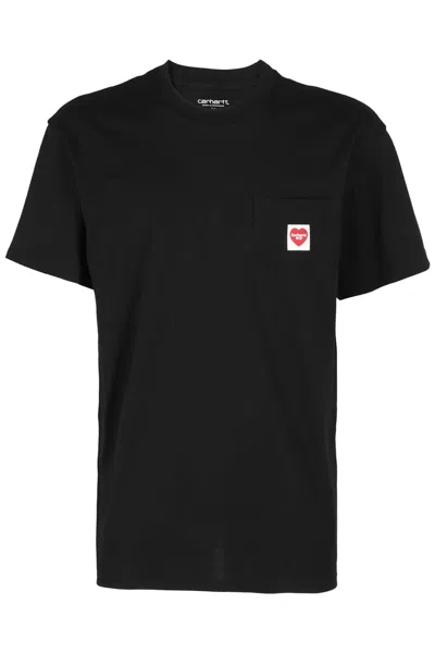 Carhartt Work In Progress Pocket Heart Organic Cotton T-shirt In Black