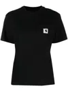 Carhartt Black Cotton T-shirt With Front Pocket In Black