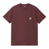Carhartt Work In Progress Logo Pocket T-shirt In Burgundy