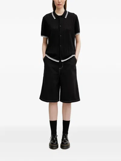 Carhartt S/s Ramsey Pointelle-knit Tipped Shirt In Black