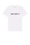 Carhartt Cotton T-shirt With Logo And Crew Neck In White & Black
