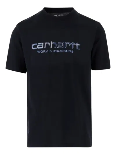 Carhartt Wip Ss Solar Chrome Script Tshirt In Black