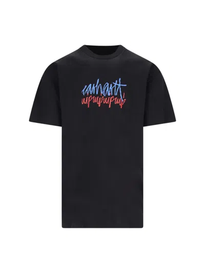 Carhartt S/s Stereo Logo-print T-shirt In Black