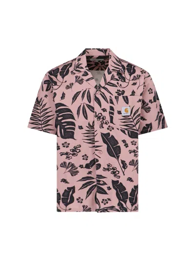 Carhartt 's/s Woodblock' Shirt In Pink