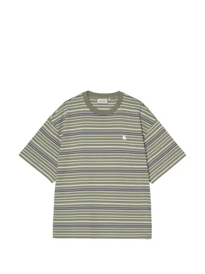 Carhartt S/s Zane Striped T-shirt In Green