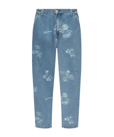 Carhartt Stamp Graphic-print Tapered Jeans In Blue