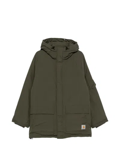 Carhartt Standwood Hooded Logo-patch Jacket In Green