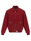 Carhartt Collared Jacket With Ribbed Cuffs And Hem In Red