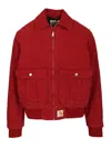 Carhartt Collared Jacket With Ribbed Cuffs And Hem In Red