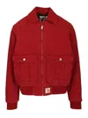 Carhartt Collared Jacket With Ribbed Cuffs And Hem In Red