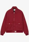 Carhartt Collared Jacket With Ribbed Cuffs And Hem In Red