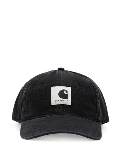 Carhartt Stone-washed Logo-patch Cap In Black
