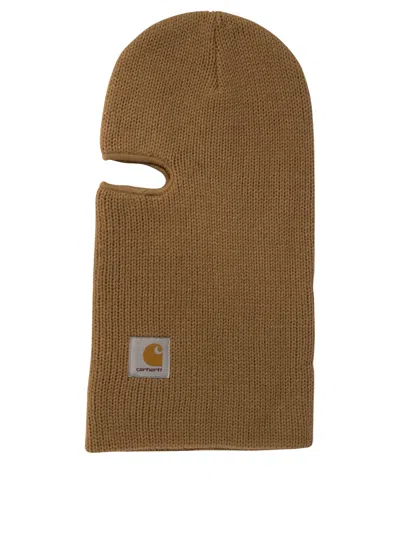 Carhartt Wip Storm Logo Patch Chunky Knit Balaclava In Brown