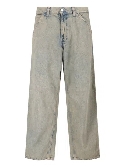 Carhartt Straight Trousers With Pockets And Belt Loops In Gray