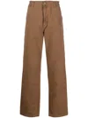 Carhartt Logo-patch Straight-leg Trousers In Braun