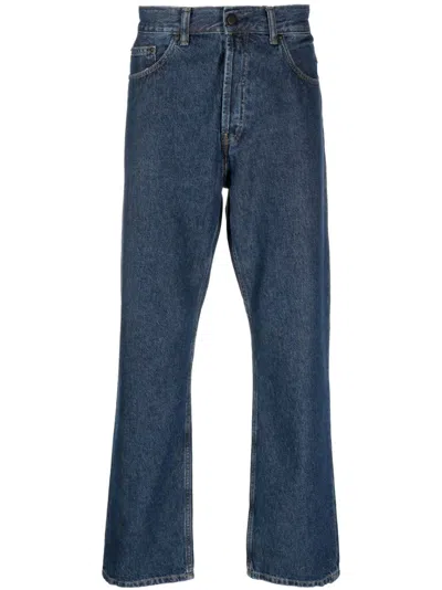Carhartt Straight-leg Logo-patch Jeans In Blue