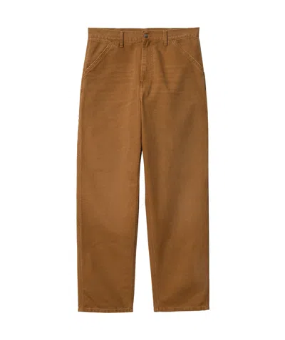 Carhartt Straight-leg Organic-cotton Trousers In Brown