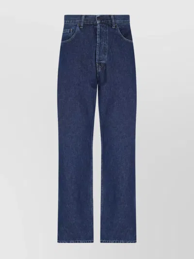 Carhartt Straight Leg Trousers Belt Loops In Blue