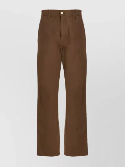 Carhartt Straight Leg Trousers Knee Patch In Brown