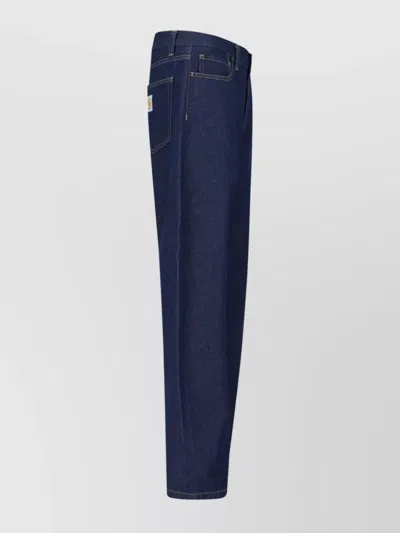 Carhartt Straight Leg Trousers With Back And Side Pockets In Blue