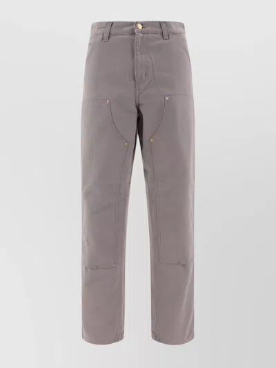 Carhartt Straight Leg Trousers With Belt Loops And Multiple Pockets In Purple