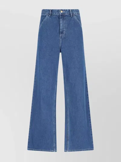 Carhartt Straight Leg Trousers With Pockets And Loops In Blue