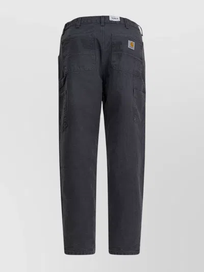 Carhartt Straight Leg Trousers With Side And Back Pockets In Blue