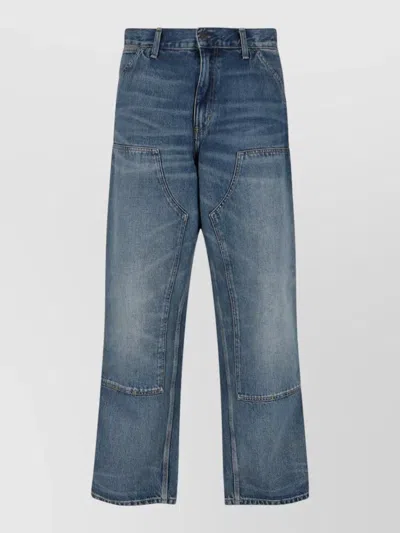Carhartt Straight Trousers Belt Loops Back Pockets In Blue