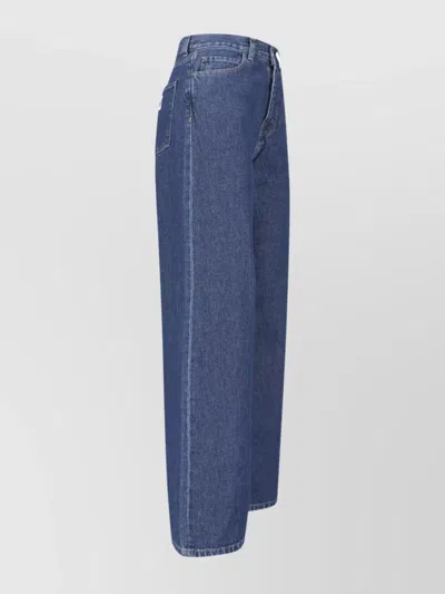 Carhartt Straight Trousers Featuring Back Pockets And Belt Loops In Blue