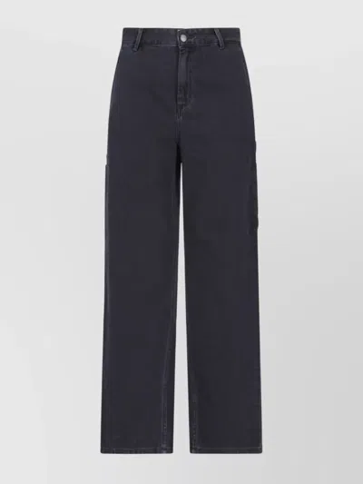 Carhartt Straight Trousers With Belt Loops And Pockets In Black