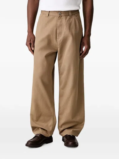 Carhartt Straight-leg Logo-patch Trousers In Brown
