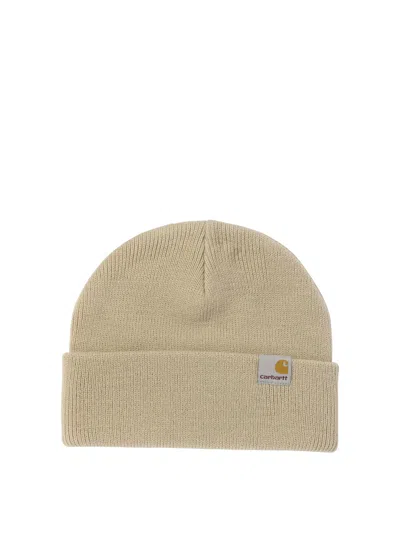 Carhartt Ip Mens Wall Stratus Hat Low Knitted Beanie In Beige