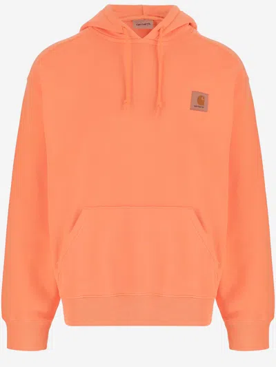 Carhartt Stretch Cotton Sweatshirt With Logo In Orange