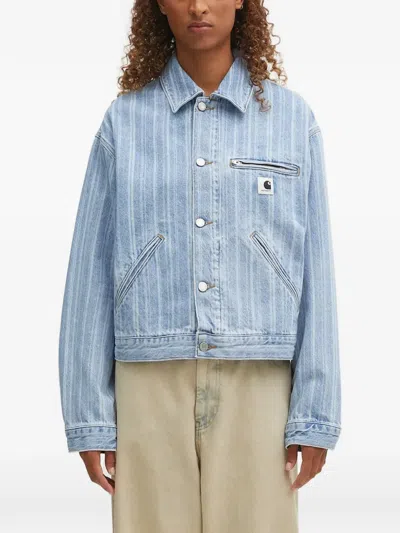 CARHARTT STRIPE-PATTERN BUTTON-FASTENING JACKET