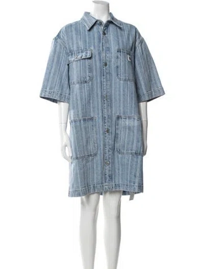 Pre-owned Carhartt Striped Knee-length Dress In Blue
