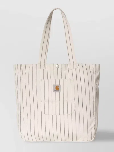 Carhartt Striped Pattern Tote Bags With Dual Handles And Front Pocket
