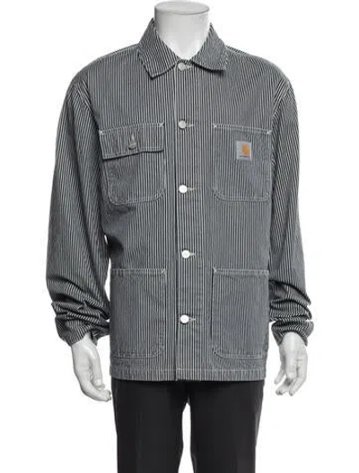 Pre-owned Carhartt Striped Windbreaker In Blue