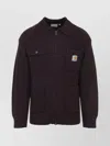 Carhartt Knit Jacket With Collared Design And Pockets In Brown