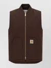 Carhartt Stylish Vest With Ribbed Collar And Front Pockets In Brown
