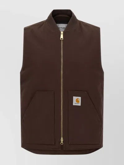 CARHARTT STYLISH VEST WITH RIBBED COLLAR AND FRONT POCKETS