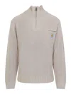 Carhartt Half-zip Knitted Pullover With Ribbed Texture In Neutral