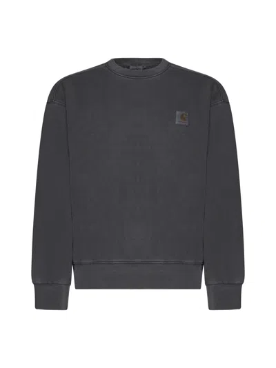 Carhartt Sweater In Charcoal Garment Dyed