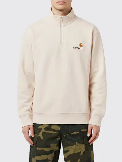 Carhartt White Cotton Half Zip American Script Sweatshirt In Neutral